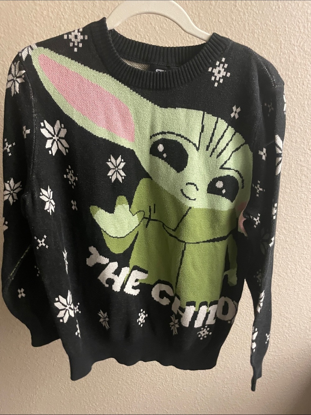 Star Wars Baby Yoda Black Green Pink Sweater